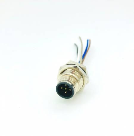 Konektor M12 tipe A Panel Mount dengan Kawat
